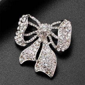 img 3 attached to Sparkle in Style with Jones New York Silver Ribbon Crystal Rhinestone Brooches and Pins