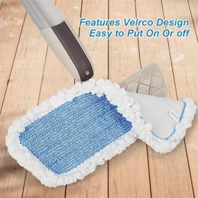 img 2 attached to 🧼 MEXERRIS 5 Pack of Blue Microfiber Spray Mop Pads - Replacement Heads, Washable, Reusable Refills for Wet and Dry Floor Cleaning, Compatible with Bona Care System, Ideal for Kitchen, Home, and Commercial Use