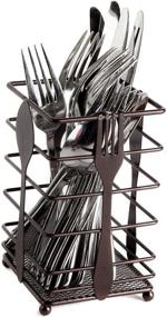 img 4 attached to 🍴 Lily's Home Silverware Holder, Tabletop Cutlery Container, Flatware Utensil Organizer, Brown.