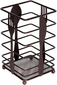 img 1 attached to 🍴 Lily's Home Silverware Holder, Tabletop Cutlery Container, Flatware Utensil Organizer, Brown.