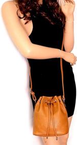 img 3 attached to 👜 Women's Shoulder Crossbody Handbag & Wallet Set - Casual Leather Drawstring Design