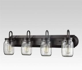 img 1 attached to 🛁 EUL Vintage Clear Glass Jar Wall Sconces 4-Light Bathroom Vanity Lighting Fixture in Oil Rubbed Bronze Finish