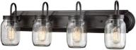 🛁 eul vintage clear glass jar wall sconces 4-light bathroom vanity lighting fixture in oil rubbed bronze finish логотип