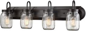 img 4 attached to 🛁 EUL Vintage Clear Glass Jar Wall Sconces 4-Light Bathroom Vanity Lighting Fixture in Oil Rubbed Bronze Finish