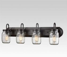 img 2 attached to 🛁 EUL Vintage Clear Glass Jar Wall Sconces 4-Light Bathroom Vanity Lighting Fixture in Oil Rubbed Bronze Finish