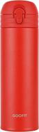 🔴 goofit double wall vacuum insulated stainless steel travel mug red - 16 ounce thermos beverage bottle логотип