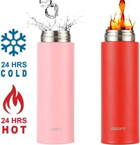 img 2 attached to 🔴 GOOFIT Double Wall Vacuum Insulated Stainless Steel Travel Mug Red - 16 Ounce Thermos Beverage Bottle