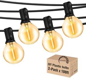 img 4 attached to Waterproof Globe String Lights 200FT with 104 Shatterproof G40 LED Bulbs, Dimmable and Connectable Patio Light String Lights for Hanging Bistro Backyard Gazebo, 2-Pack x 100ft — Outdoor String Lights