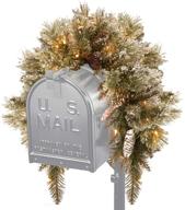🎄 national tree company 36 inch pre-lit artificial christmas mailbox swag - flocked with mixed decorations, white led lights, and glittery bristle pine logo