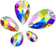 dongzhou 60pcs sew on rhinestone ab faceted drop shape beads with crystal sewing 🧵 foil back glass gems - ideal for costume, clothing, garments, diy crafts and dress accessories logo