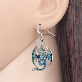 img 3 attached to Dinosaur Fantasy Dragon Enamel Alloy Earrings: Unique 🦕 Animal Jewelry for Women and Kids - Drop Dangle Style