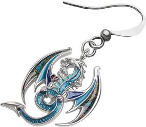 img 1 attached to Dinosaur Fantasy Dragon Enamel Alloy Earrings: Unique 🦕 Animal Jewelry for Women and Kids - Drop Dangle Style