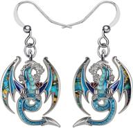 dinosaur fantasy dragon enamel alloy earrings: unique 🦕 animal jewelry for women and kids - drop dangle style logo