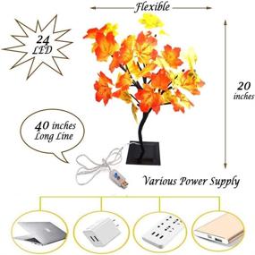 img 1 attached to 🌳 Enhance Your Home Decor with the Tabletop Warm Maple Tree Light - Remote Included, Timer Function - 24 LED, USB Connecting End Table Night Lamp - Perfect Aesthetic Tree Light for Home, Party, Christmas Decoration!