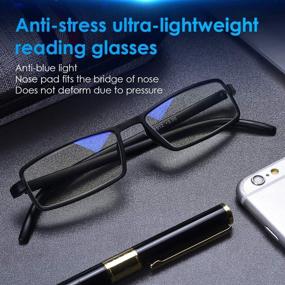 img 3 attached to 👓 LUFF 4 Pcs Flexible Temple Reading Glasses: Anti-Blue Light, Ultra-Light & Unisex