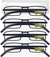 👓 luff 4 pcs flexible temple reading glasses: anti-blue light, ultra-light & unisex logo