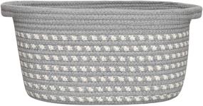 img 4 attached to Organize and Declutter with YUKIMOCOO Small Grey Cotton Rope Dog Toy Basket