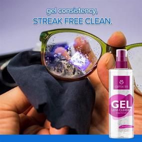 img 1 attached to 🔷 Gel Lens Cleaner Kit - Alcohol & Ammonia Free - 16oz (2 x 8oz) Eye Glasses Cleaner Gel Spray + 2 Microfiber Cleaning Cloths - Safe for AR Coated & All Lenses, Screens, Electronics (Blue)