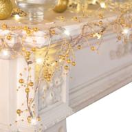 🎄 enhance your holiday ambiance with collections etc indoor christmas decorations - festive lighted berry beaded garland gold- 120" l logo