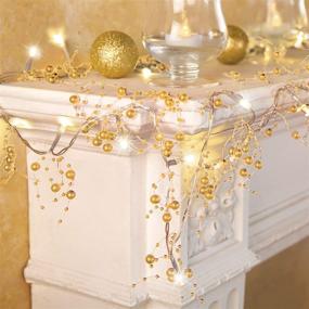 img 3 attached to 🎄 Enhance your holiday ambiance with Collections Etc Indoor Christmas Decorations - Festive Lighted Berry Beaded Garland Gold- 120" L