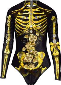 img 1 attached to Skeleton One Piece Swimsuits Swimwear B126 19503 Sports & Fitness