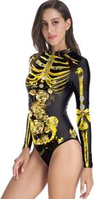 img 3 attached to Skeleton One Piece Swimsuits Swimwear B126 19503 Sports & Fitness