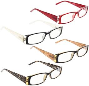 img 4 attached to 👓 Stylish 4-Pack Marble Pattern Reading Glasses for Women - Trendy Arms Readers!