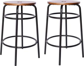 img 4 attached to 🪑 Ravenna Home Caleb Round Barstool Set of 2 – 24&#34;H, Black, Metal Legs – by Amazon Brand