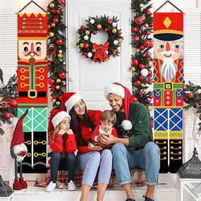 img 1 attached to 🎄 WEKIOOBON Nutcracker Christmas Decorations: Festive Outdoor Xmas Decor Banners for Front Door, Porch, Garden & Indoor Party (Christmas Nutcrackers)