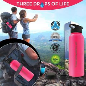 img 2 attached to 🥤 40oz Stainless Steel Water Bottle with Triple Thermal Insulation, Ideal for Hot and Cold Liquids, Includes 3 Versatile Lids, Durable for Indoor and Outdoor Activities - Pink