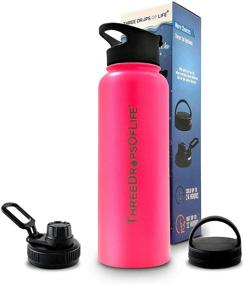 img 4 attached to 🥤 40oz Stainless Steel Water Bottle with Triple Thermal Insulation, Ideal for Hot and Cold Liquids, Includes 3 Versatile Lids, Durable for Indoor and Outdoor Activities - Pink