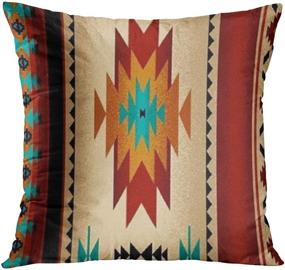 img 1 attached to 🛋️ Vibrant Tribal Western Throw Pillow Covers: Colorful Geometric Patterns for Stylish Home Décor - Set of 4, 18x18 Inches