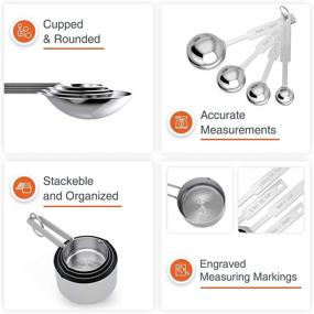 img 2 attached to 👩 Professional Tribal Cooking Metal Measuring Cups and Spoons Set - 8 Pieces - Stainless Steel - Perfect for Baking and Cooking - Measure Dry and Liquid Ingredients