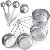 👩 professional tribal cooking metal measuring cups and spoons set - 8 pieces - stainless steel - perfect for baking and cooking - measure dry and liquid ingredients logo