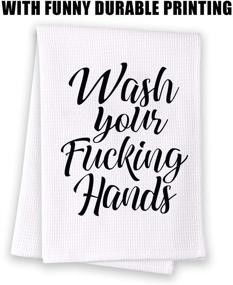 img 3 attached to 🧽 Miracu Funny Hand Towels for Bathroom: Decorative Set of 2 White Towels - Wash Your F Hands with Style! Cute Hand Towels Bathroom Decor, Dish Towels Kitchen Decor. Perfect Housewarming Gift for New Home!