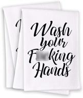 🧽 miracu funny hand towels for bathroom: decorative set of 2 white towels - wash your f hands with style! cute hand towels bathroom decor, dish towels kitchen decor. perfect housewarming gift for new home! logo