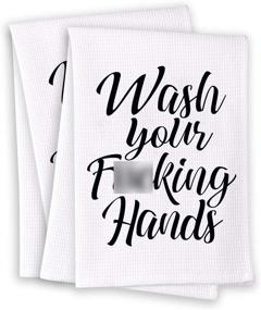 img 4 attached to 🧽 Miracu Funny Hand Towels for Bathroom: Decorative Set of 2 White Towels - Wash Your F Hands with Style! Cute Hand Towels Bathroom Decor, Dish Towels Kitchen Decor. Perfect Housewarming Gift for New Home!