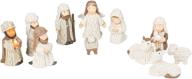 cable knit textured holy family, 3 kings, and angel 🎅 resin christmas nativity figurine set of 11 by transpac imports, inc. logo