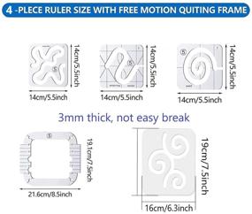 img 3 attached to Enhance Sewing Precision with 5 pcs Free Motion Quilting Template Rulers & 4pcs Quilting Ruler Set + Quilting Frame - Includes 48pcs Non-Slip Grips! (B)