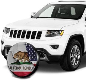 img 1 attached to Foruidea American California Flag Bear Tire Cover Waterproof Dust-Proof UV Sun Wheel Cover - Perfect Fit for Jeep, Trailer, RV, SUV and More - 14 Inch