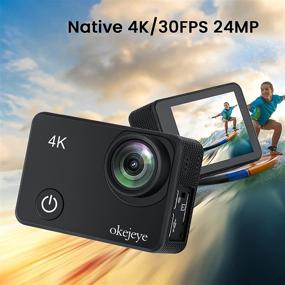 img 2 attached to 📸 Okeyeye OK600 4K Action Camera Touchscreen 131ft Waterproof Camera Underwater Webcam WiFi Sports Camera with Remote Control | Ultra HD Video & 24MP Photos