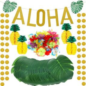 img 4 attached to 🍍 Hawaiian Luau Theme Party Decoration Set: 143-Piece Tropical Ensemble with Pineapple, Palm Leaves, Hibiscus, and Aloha Banner!