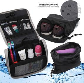 img 1 attached to 🐬 Dolphin Lucy Waterproof Travel Toiletry Bag for Women and Men, with Paraglide Fabric, Bathroom and Shower Organizer Kit featuring Elastic Band Holders for Toiletries, Cosmetics, and Makeup (Navy)