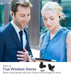 img 1 attached to 🎧 Беспроводные мини-наушники Langsdom X7 True с Bluetooth 4.2, изоляцией шума в ушах, микрофоном, сенсорным управлением и портативным зарядным ящиком - совместимы с Samsung и другими