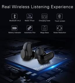 img 3 attached to 🎧 Беспроводные мини-наушники Langsdom X7 True с Bluetooth 4.2, изоляцией шума в ушах, микрофоном, сенсорным управлением и портативным зарядным ящиком - совместимы с Samsung и другими