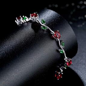 img 2 attached to 🌸 BISAER White Gold Plated Flower Vine Bracelet with AAA Cubic Zirconia Stones - Perfect Gift for Moms, Girls, and Girlfriends!