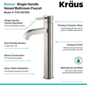 img 1 attached to 💧 Kraus Ramus FVS-1007SN Single Lever Vessel Bathroom Faucet in Satin Nickel