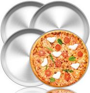 🍕набор сковород для пиццы teamfar: круглые сковороды диаметром 12 дюймов из нержавеющей стали для дома, ресторана и вечеринок - набор из 4 штук | прочные, можно мыть в посудомоечной машине, легко чистятся | здоровая форма для духовки. логотип