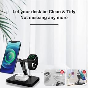 img 2 attached to 🔌 4-in-1 Fast Wireless Charging Stand for iPhone 13/13 Pro/13 Pro Max/12 Pro/12 Mini/Samsung, Wireless Dock Station for iWatch SE/6/5/4, AirPods 2/Pro, Apple Pencil