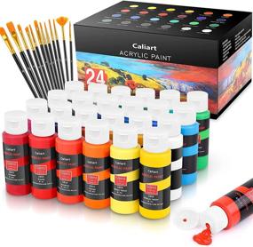 img 4 attached to 🎨 Caliart Acrylic Paint Set: 24-Pack with 12 Brushes - Ideal for Artists, Students, and Beginners!